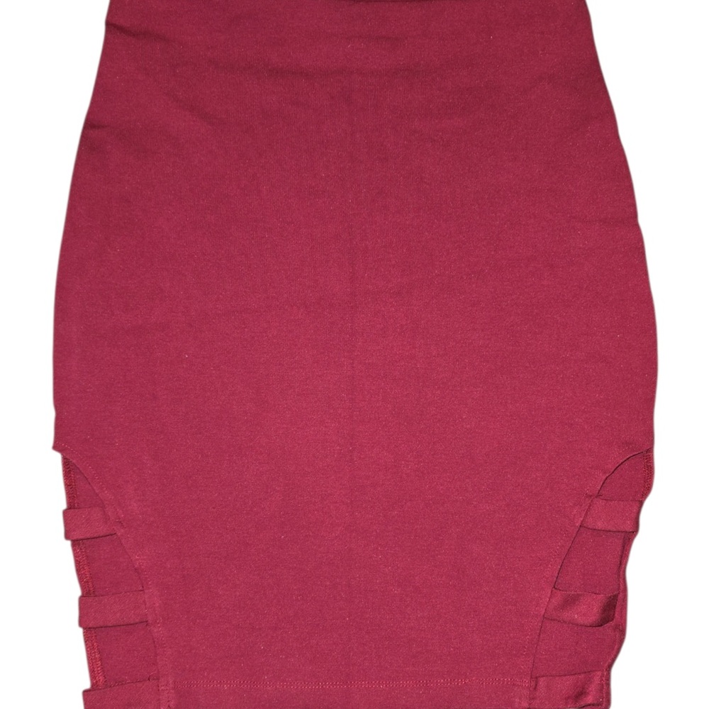 Burgundy Mini Skirt with Side Cutouts